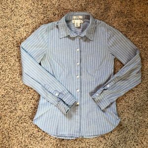 Fitted Oxford Shirt • Striped Blue • L.O.G.G/H&M 4